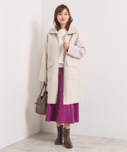 ITS'DEMO（イッツデモ）の「裏リブ襟付きコート（ステンカラーコート・レディース・ライトグレー/ライトベージュ/ブラウン系その他/アイボリー・00）」の10枚目の写真