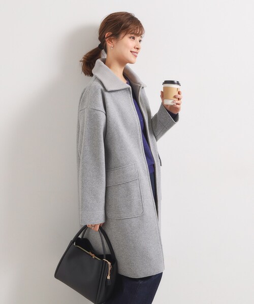 ITS'DEMO（イッツデモ）の「裏リブ襟付きコート（ステンカラーコート・レディース・ライトグレー/ライトベージュ/ブラウン系その他/アイボリー・00）」の14枚目の写真