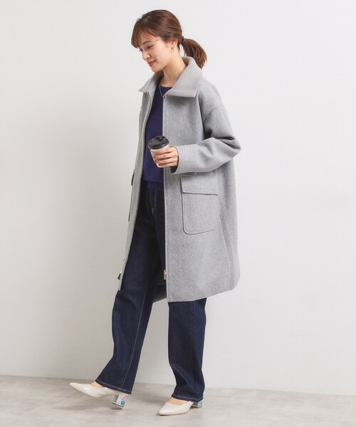 ITS'DEMO（イッツデモ）の「裏リブ襟付きコート（ステンカラーコート・レディース・ライトグレー/ライトベージュ/ブラウン系その他/アイボリー・00）」の16枚目の写真