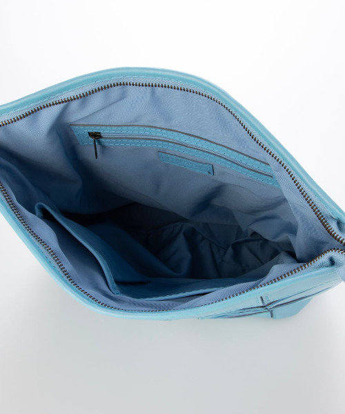 PEAKS PEAK（ピークスピーク）の「【訳あり商品】ピークスピーク PEAKS PEAK / 牛革パッチワーク口折れ2wayショルダー（ショルダーバッグ・レディース・サックスブルー・FREE）」の6枚目の写真