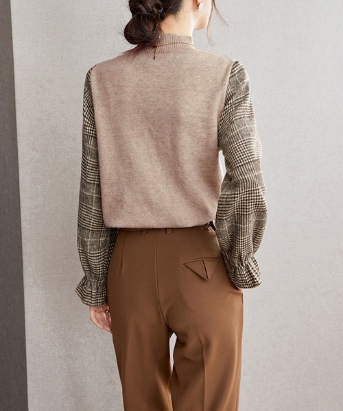 Miniministore(ミニミニストア)の「チェック柄ドッキングニットレディース秋服(ニット/セーター・レディース・ブラウン/ベージュ/ブラック・FREE)」の18枚目の写真