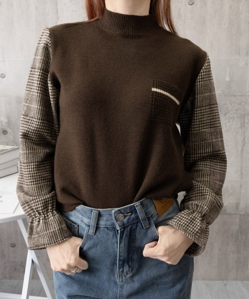 Miniministore(ミニミニストア)の「チェック柄ドッキングニットレディース秋服(ニット/セーター・レディース・ブラウン/ベージュ/ブラック・FREE)」の20枚目の写真