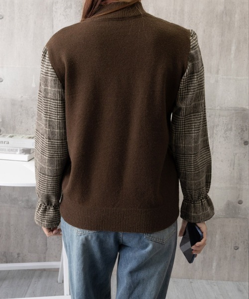 Miniministore(ミニミニストア)の「チェック柄ドッキングニットレディース秋服(ニット/セーター・レディース・ブラウン/ベージュ/ブラック・FREE)」の22枚目の写真