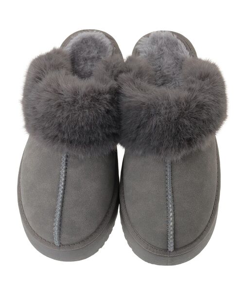 Green　Parks（グリーンパークス）の「・minia フェイクムートンサンダル（サンダル・レディース・グレー/キャメル/ブラウン・M/L）」の12枚目の写真