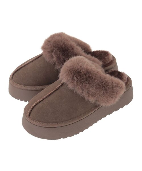 Green　Parks（グリーンパークス）の「・minia フェイクムートンサンダル（サンダル・レディース・グレー/キャメル/ブラウン・M/L）」の16枚目の写真