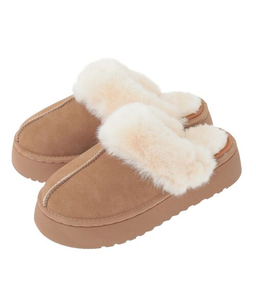 Green　Parks（グリーンパークス）の「・minia フェイクムートンサンダル（サンダル・レディース・グレー/キャメル/ブラウン・M/L）」の17枚目の写真