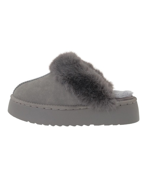 Green　Parks（グリーンパークス）の「・minia フェイクムートンサンダル（サンダル・レディース・グレー/キャメル/ブラウン・M/L）」の5枚目の写真