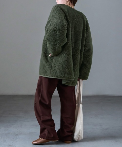 Fashion Letter（ファッションレター）の「ボア×ひょうたんキルトリバーシブルコート（ノーカラーコート・レディース・アイボリー/カーキ/ブラック・M）」の9枚目の写真
