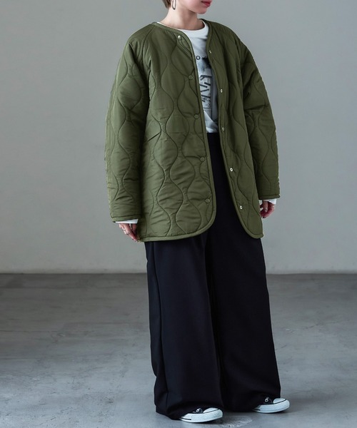 Fashion Letter（ファッションレター）の「ボア×ひょうたんキルトリバーシブルコート（ノーカラーコート・レディース・アイボリー/カーキ/ブラック・M）」の11枚目の写真