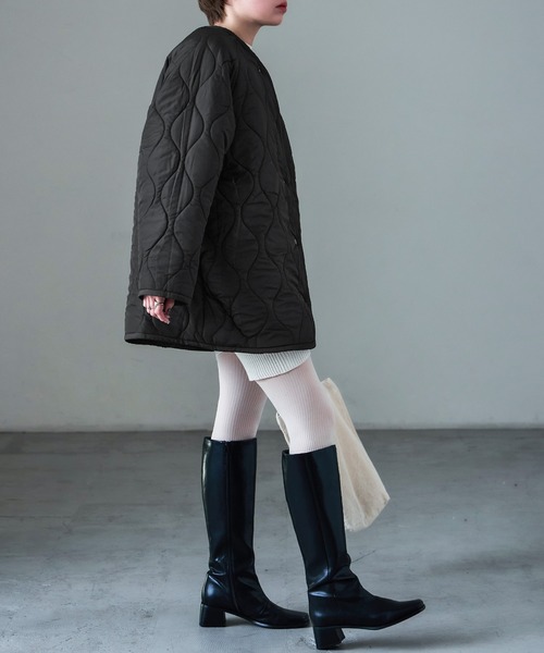 Fashion Letter（ファッションレター）の「ボア×ひょうたんキルトリバーシブルコート（ノーカラーコート・レディース・アイボリー/カーキ/ブラック・M）」の17枚目の写真