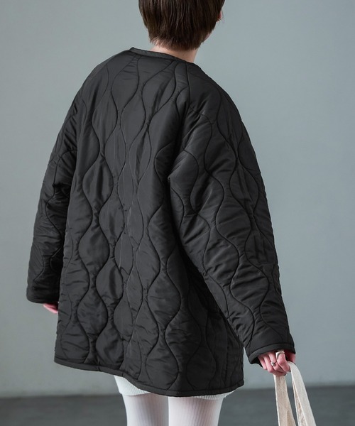 Fashion Letter（ファッションレター）の「ボア×ひょうたんキルトリバーシブルコート（ノーカラーコート・レディース・アイボリー/カーキ/ブラック・M）」の18枚目の写真