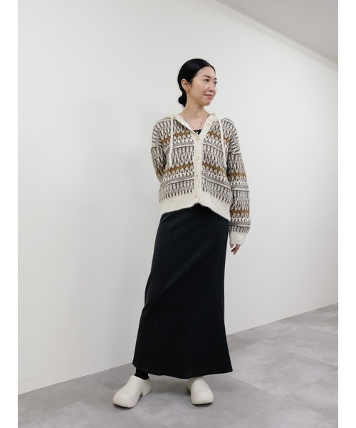 DOLLUPOOPS（ドールアップウップス）の「フェアアイルフーディニットカーディガン（カーディガン/ボレロ・レディース・ブラック/オフホワイト/ブラウン・FREE）」の19枚目の写真