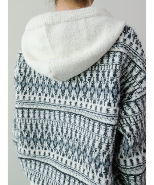 DOLLUPOOPS（ドールアップウップス）の「フェアアイルフーディニットカーディガン（カーディガン/ボレロ・レディース・ブラック/オフホワイト/ブラウン・FREE）」の7枚目の写真