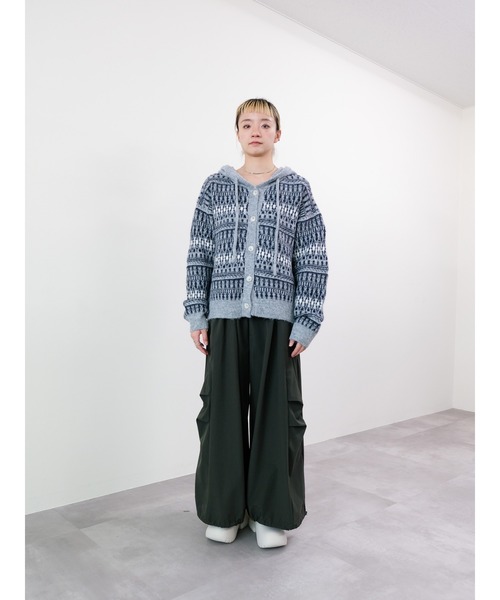 DOLLUPOOPS（ドールアップウップス）の「フェアアイルフーディニットカーディガン（カーディガン/ボレロ・レディース・ブラック/オフホワイト/ブラウン・FREE）」の16枚目の写真