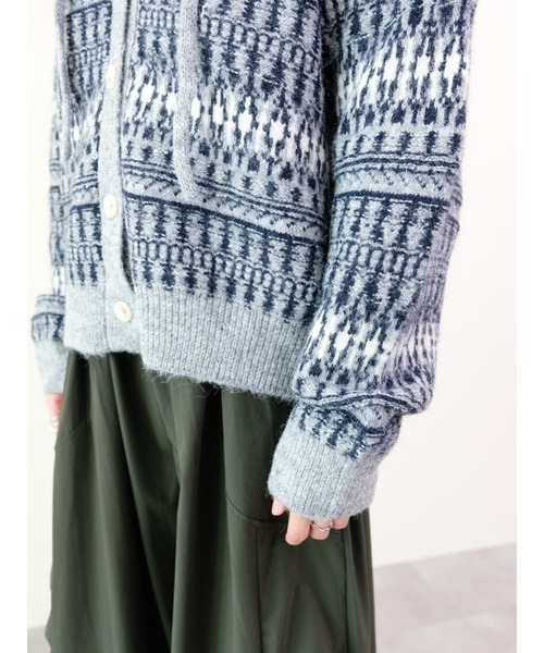 DOLLUPOOPS（ドールアップウップス）の「フェアアイルフーディニットカーディガン（カーディガン/ボレロ・レディース・ブラック/オフホワイト/ブラウン・FREE）」の14枚目の写真