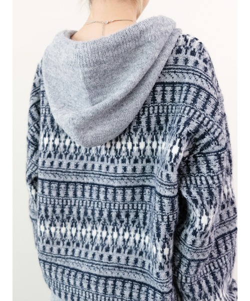 DOLLUPOOPS（ドールアップウップス）の「フェアアイルフーディニットカーディガン（カーディガン/ボレロ・レディース・ブラック/オフホワイト/ブラウン・FREE）」の15枚目の写真