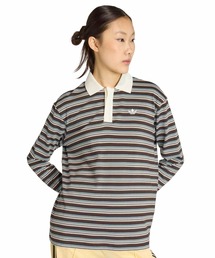 adidas（アディダス）の「adidas STRIPED OVZD LS POLO SHIRT / アディダス レディース ストライプ OVZD 長袖 ポロ シャツ（ポロシャツ）」