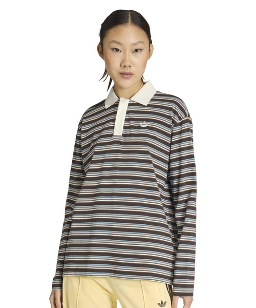 adidas STRIPED OVZD LS POLO SHIRT / アディダス レディース