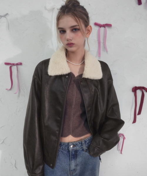 Vivacious（ビバシャス）の「Cafe Mocha Aviator Jacket BLACK（ライダースジャケット・レディース・ブラック・FREE）」の2枚目の写真