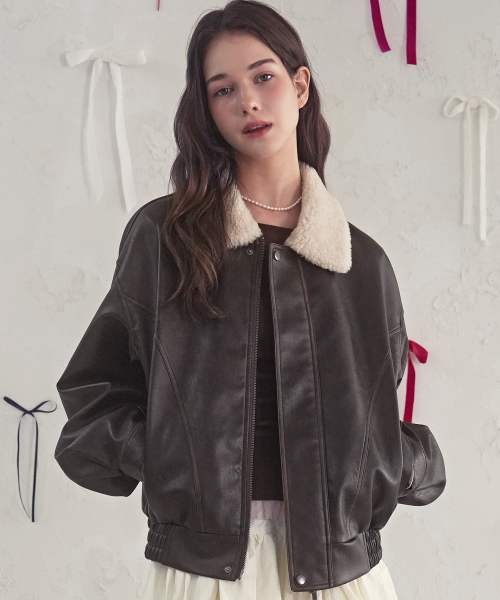 Vivacious（ビバシャス）の「Cafe Mocha Aviator Jacket BLACK（ライダースジャケット・レディース・ブラック・FREE）」の4枚目の写真