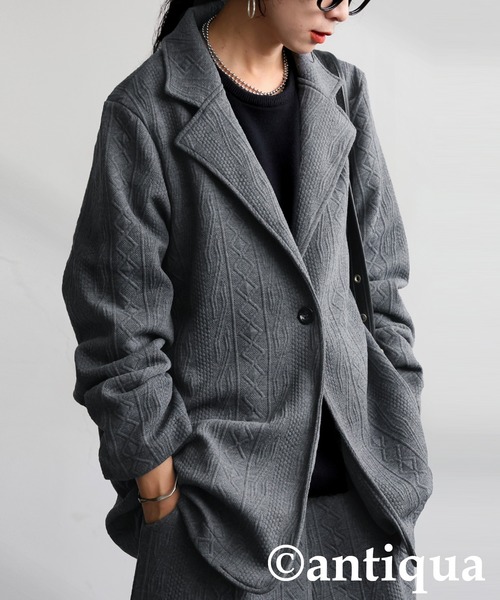 アンティカ　人気完売　ジャガード織　ジャケット ジャガード テーラードジャケット（テーラードジャケット）｜antiqua