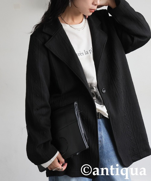 ジャガード テーラードジャケット（テーラードジャケット）｜antiqua