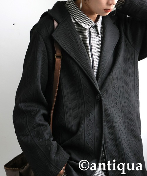 アンティカ　人気完売　ジャガード織　ジャケット ジャガード テーラードジャケット（テーラードジャケット）｜antiqua