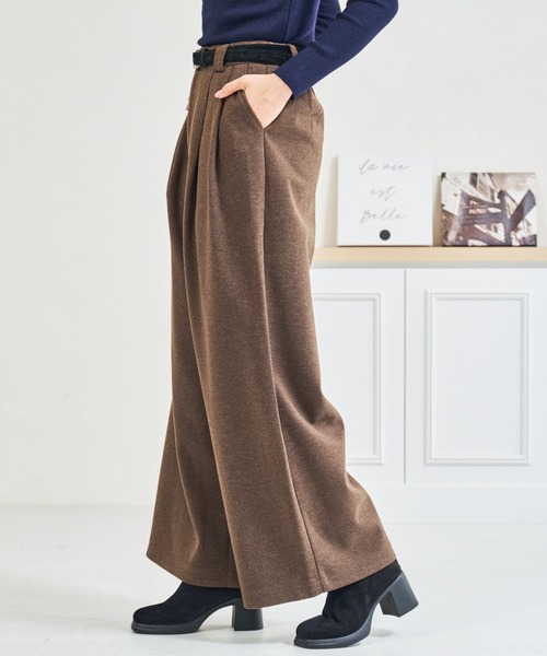 MISCH MASCH(ミッシュマッシュ)の「ZOZO限定 ベルト付きタックカットパンツ(その他パンツ・レディース・グレー/ブラウン・M/S)」の2枚目の写真
