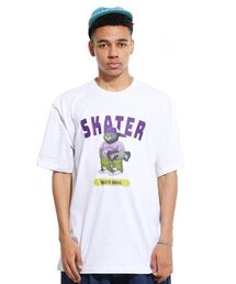 グレー スケーター 半袖Tシャツ ライトグレー パープル