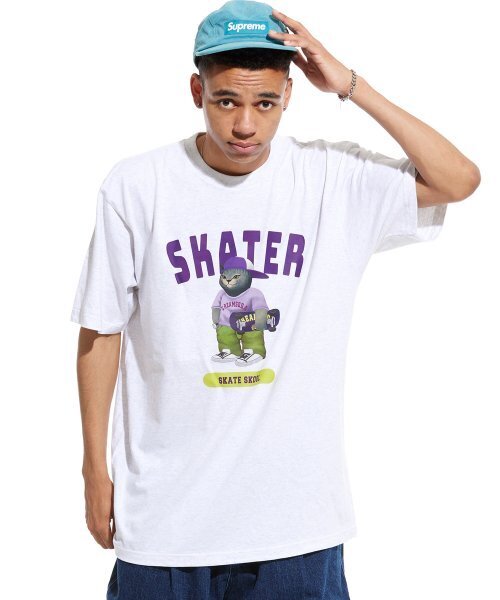 CREAM SODA LAB(クリームソーダラボ)の「グレー スケーター 半袖Tシャツ ライトグレー パープル(Tシャツ/カットソー・メンズ・その他・LARGE/MEDIUM/X-LARGE/XX-LARGE)」の3枚目の写真