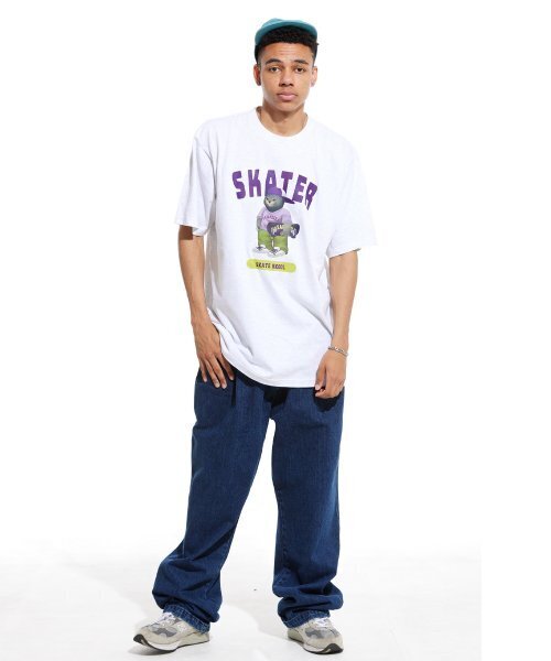 CREAM SODA LAB(クリームソーダラボ)の「グレー スケーター 半袖Tシャツ ライトグレー パープル(Tシャツ/カットソー・メンズ・その他・LARGE/MEDIUM/X-LARGE/XX-LARGE)」の4枚目の写真