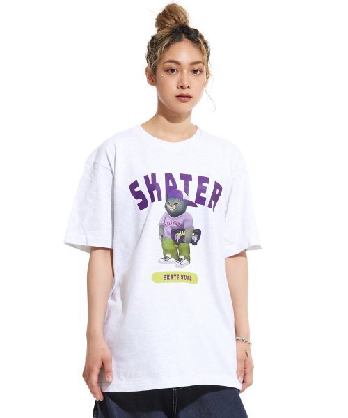 CREAM SODA LAB(クリームソーダラボ)の「グレー スケーター 半袖Tシャツ ライトグレー パープル(Tシャツ/カットソー・メンズ・その他・LARGE/MEDIUM/X-LARGE/XX-LARGE)」の7枚目の写真
