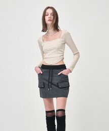 Cargo Banding Mini Skirt, Charcoal