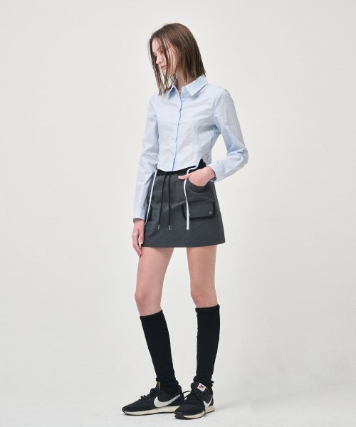 ETMON(エトモン)の「Cargo Banding Mini Skirt, Charcoal(スカート・レディース・その他・MEDIUM)」の4枚目の写真
