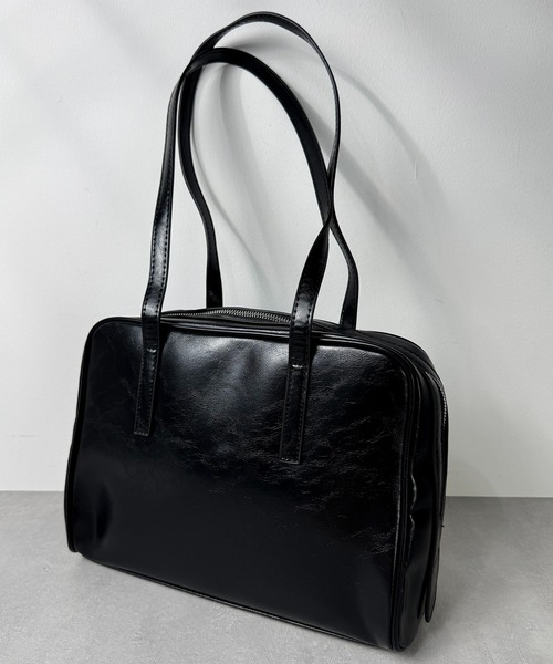 folka（フォルカ）の「11D62-NK レトロヴィンテージ スクエアハンドバッグ PUレザー（ハンドバッグ・レディース・ブラウン/ブラック・ONESIZE）」の10枚目の写真