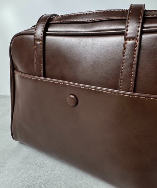 folka（フォルカ）の「11D62-NK レトロヴィンテージ スクエアハンドバッグ PUレザー（ハンドバッグ・レディース・ブラウン/ブラック・ONESIZE）」の6枚目の写真