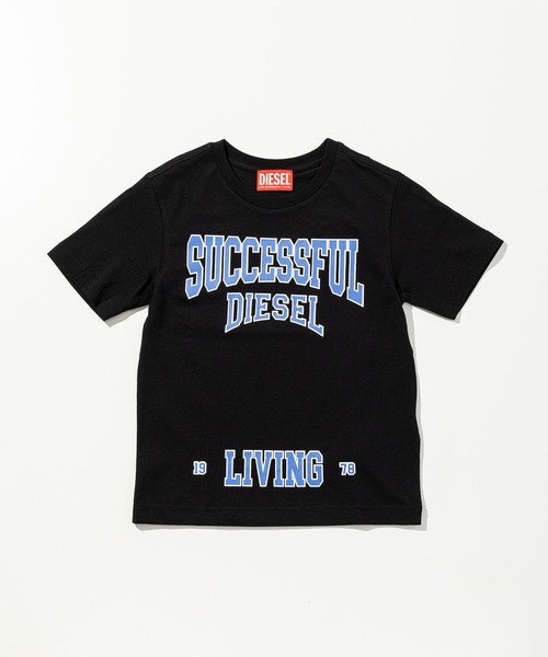 DIESEL Kids & Junior — белая футболка с логотипом, короткий рукав, хлопок
