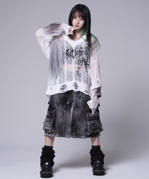 REFLEM(レフレム)の「『REFLEM/レフレム』顔料加工ダメージニットPO(ニット/セーター・レディース・ホワイト/ブラック・FREE)」の21枚目の写真