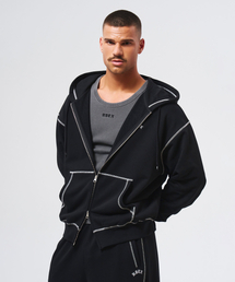 HDEX（エイチデックス）の「コントラストステッチフードパーカー（ブラック）（パーカー）」