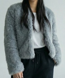 VIVID LADY（ビビッドレディー）の「ノーカラー フェイクファージャケット（ノーカラージャケット）」
