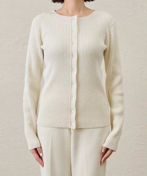 Whim Gazette（ウィムガゼット）の「RAW SILK リブカーディガン（カーディガン/ボレロ・レディース・ベージュ/アイボリー・FREE）」の13枚目の写真