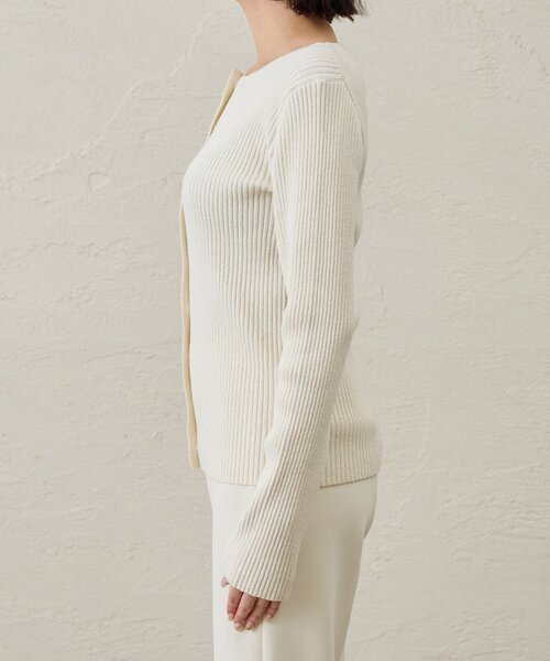 Whim Gazette（ウィムガゼット）の「RAW SILK リブカーディガン（カーディガン/ボレロ・レディース・ベージュ/アイボリー・FREE）」の12枚目の写真