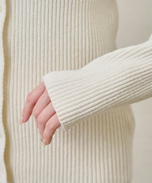 Whim Gazette（ウィムガゼット）の「RAW SILK リブカーディガン（カーディガン/ボレロ・レディース・ベージュ/アイボリー・FREE）」の9枚目の写真