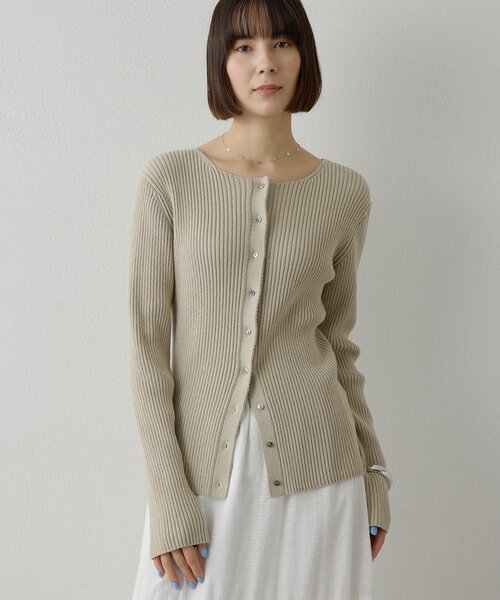 Whim Gazette（ウィムガゼット）の「RAW SILK リブカーディガン（カーディガン/ボレロ・レディース・ベージュ/アイボリー・FREE）」の19枚目の写真