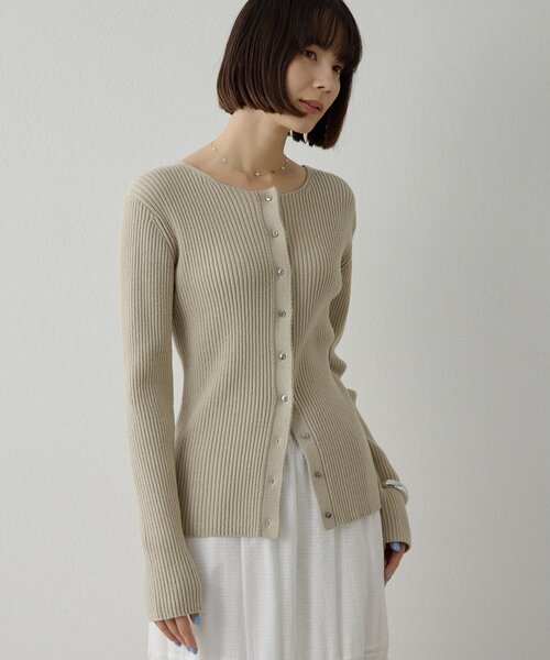 Whim Gazette（ウィムガゼット）の「RAW SILK リブカーディガン（カーディガン/ボレロ・レディース・ベージュ/アイボリー・FREE）」の15枚目の写真