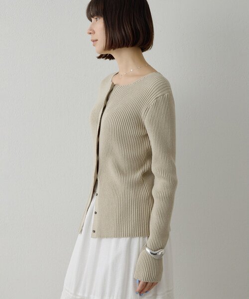 Whim Gazette（ウィムガゼット）の「RAW SILK リブカーディガン（カーディガン/ボレロ・レディース・ベージュ/アイボリー・FREE）」の18枚目の写真