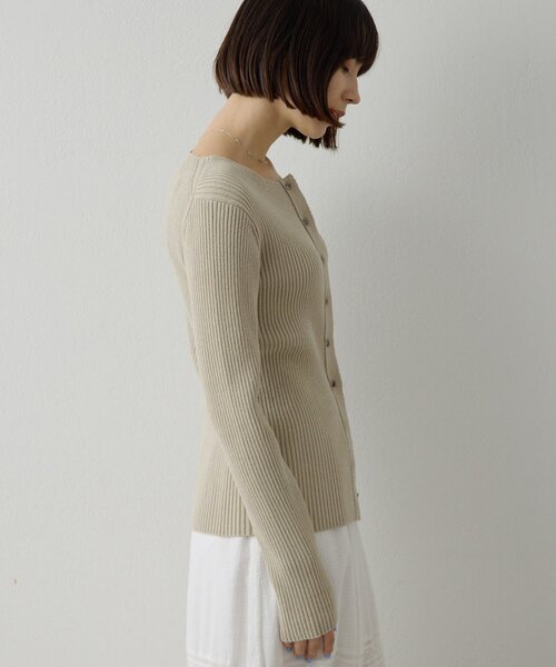 Whim Gazette（ウィムガゼット）の「RAW SILK リブカーディガン（カーディガン/ボレロ・レディース・ベージュ/アイボリー・FREE）」の16枚目の写真
