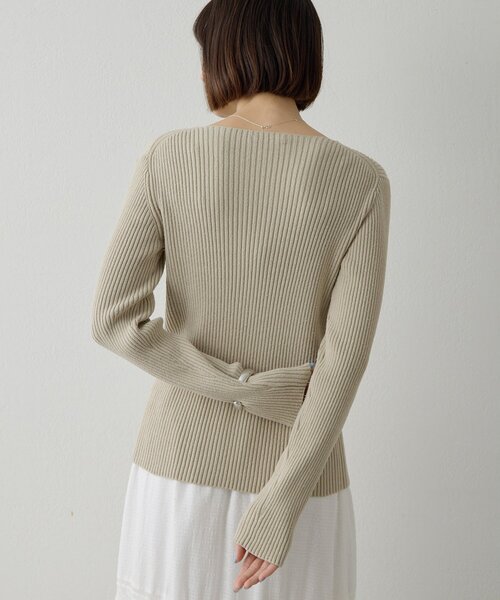 Whim Gazette（ウィムガゼット）の「RAW SILK リブカーディガン（カーディガン/ボレロ・レディース・ベージュ/アイボリー・FREE）」の17枚目の写真