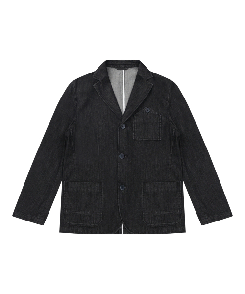 SOLEW(ソル)の「デニム3ボタンジャケット_ブラック(デニムジャケット・メンズ・その他・SMALL/MEDIUM/LARGE/X-LARGE)」の1枚目の写真