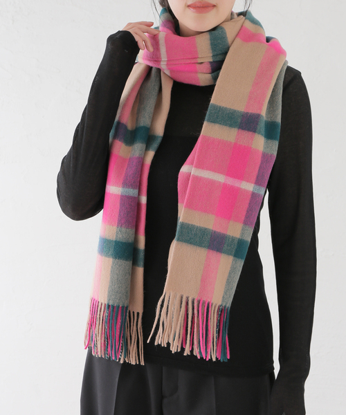 La TOTALITE（ラトータリテ）の「TWEEDMILL/ツイードミル ウール チェックストール 65*190cm（ストール/ショール・レディース・ベージュ/ブルー系その他・FREE）」の12枚目の写真